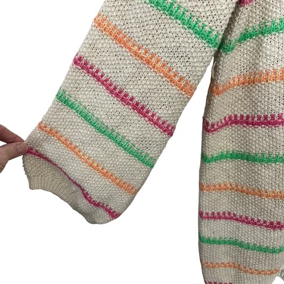 Scotch & Soda Cardigan Sweater Womens Medium Stripe Tie Waist Vanilla Organic - Picture 4 of 6